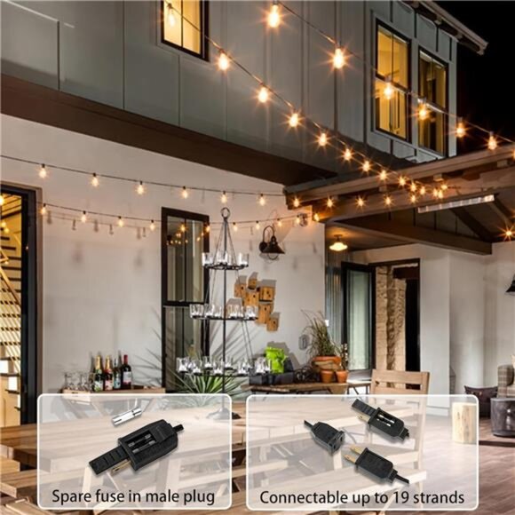Outdoor String Lights 200FT, Commercial Vintage Patio Lights with 100+4 1W - Picture 3 of 7